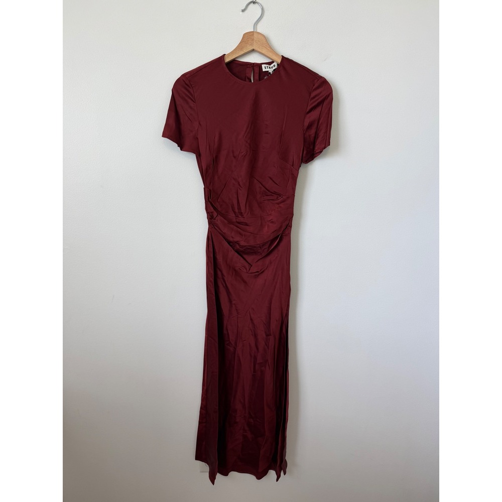 Staud Marcel Silk Dress – Sangria – Size 0 – NWT - Picture 2 of 8